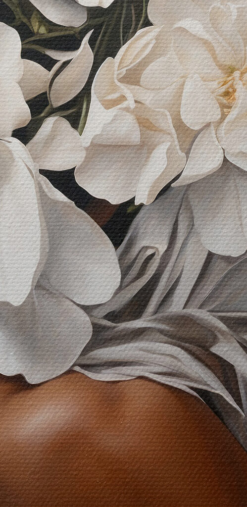 A woman with white flowers on her head A woman with white flowers on her head