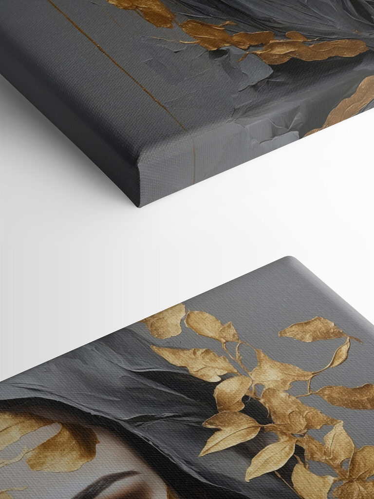 Ethereal beauty adorned in metallic leaves