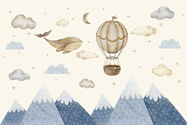 Whale and hot air balloon in the sky Whale and hot air balloon in the sky