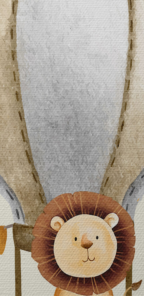 A lion in a hot air balloon A lion in a hot air balloon