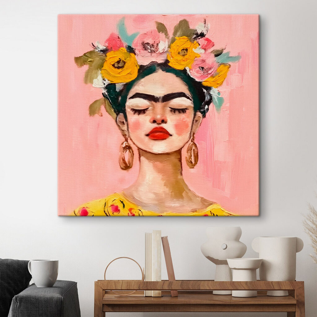 A painting of a woman with flowers in her hair