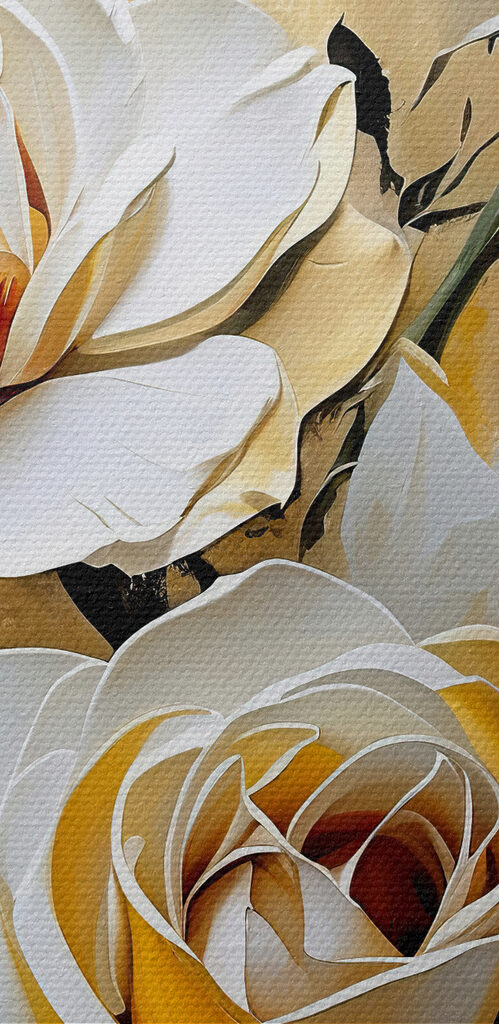 A painting of white roses A painting of white roses