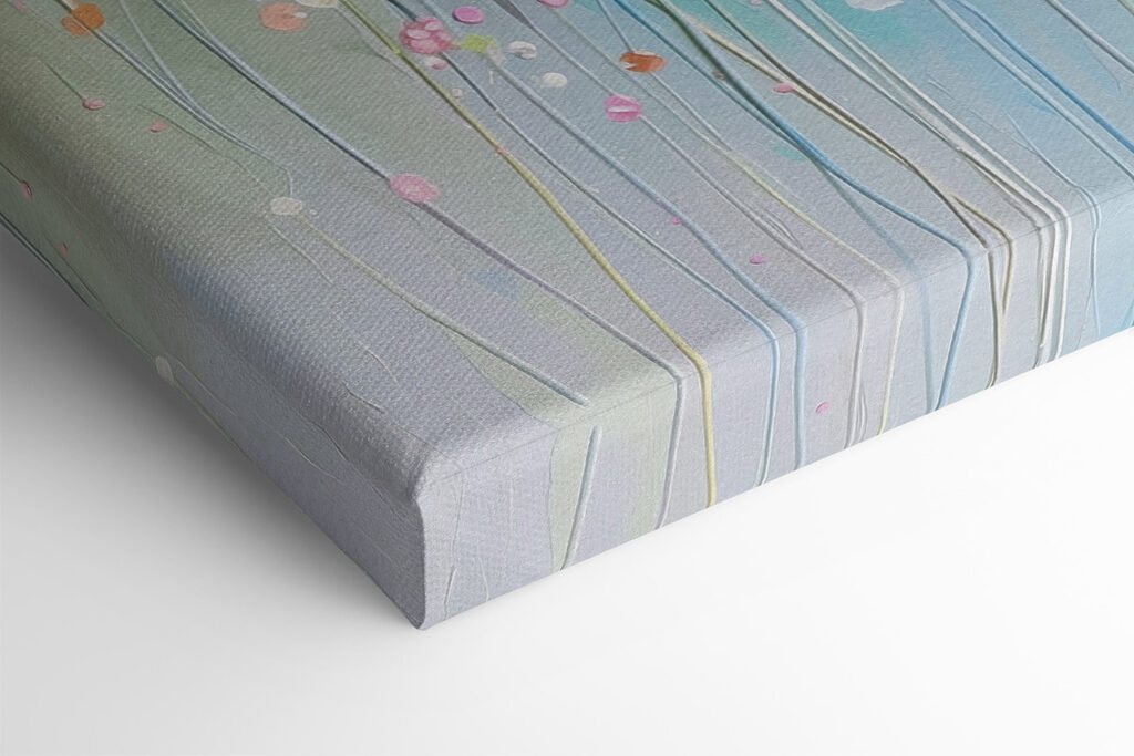 A painting of flowers on a blue background