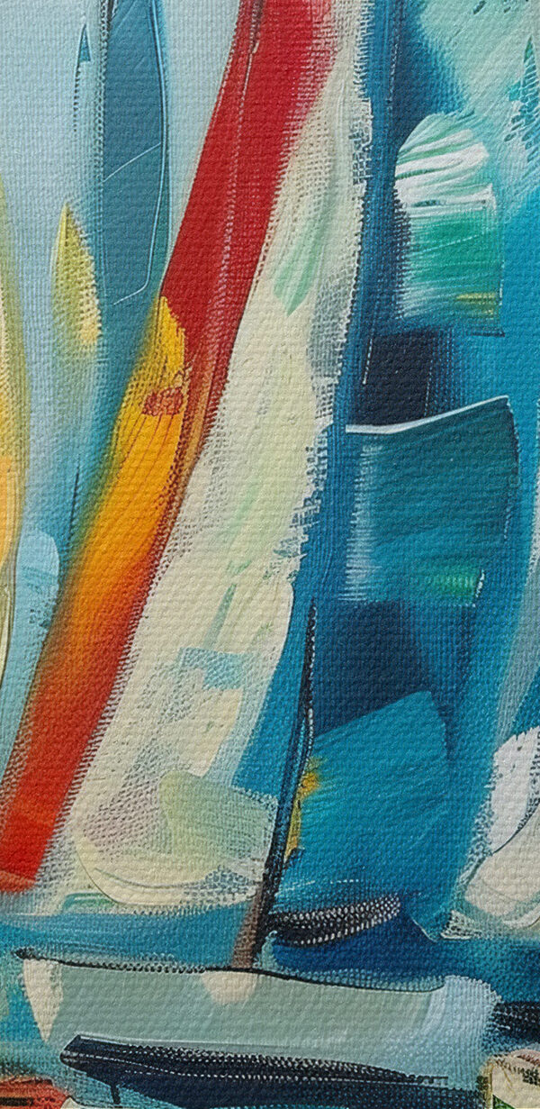 A painting of sailboats on water A painting of sailboats on water
