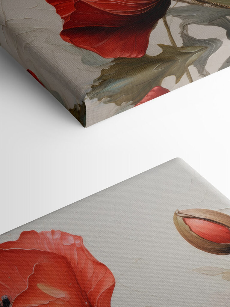 A painting of red flowers