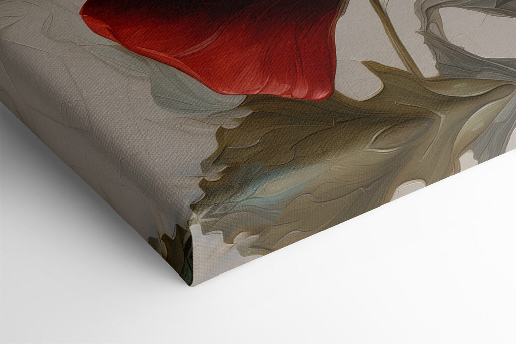 A painting of red flowers