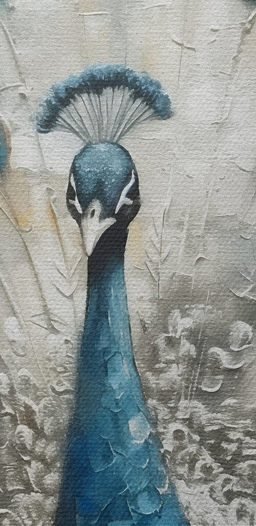 A painting of a peacock