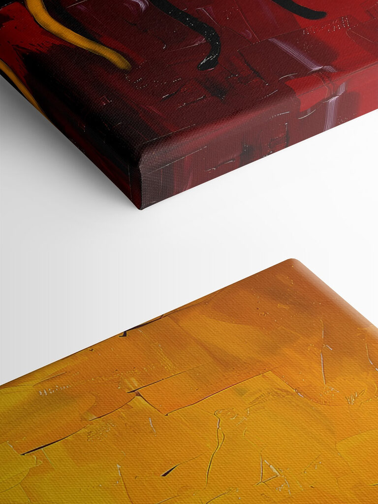 A group of cats sitting on a red surface A group of cats sitting on a red surface