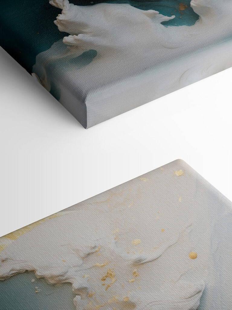 A close up of a painting