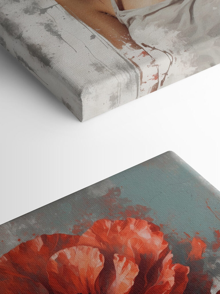 A woman with red flowers on her head