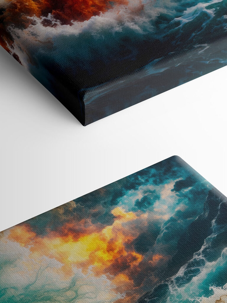 Large waves with fire and smoke