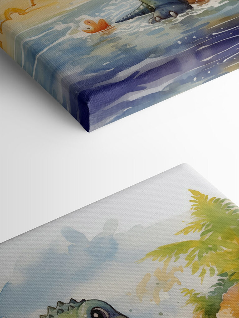 Cartoon of a dinosaur standing in water Cartoon of a dinosaur standing in water