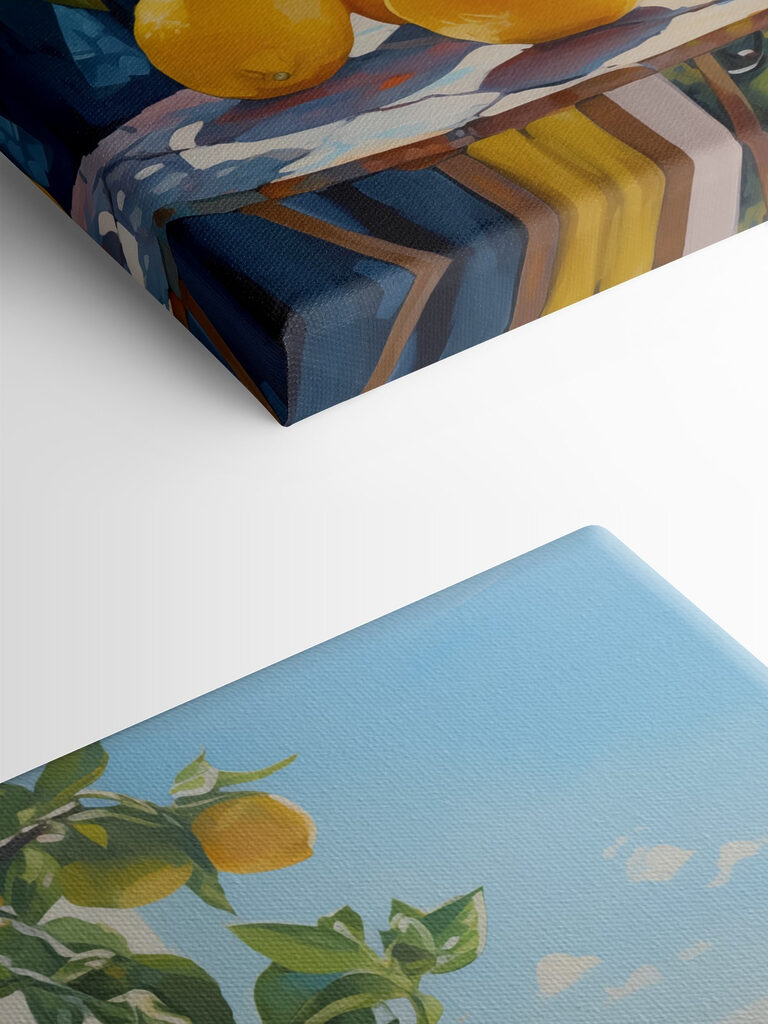 Painting of lemons on a table Painting of lemons on a table