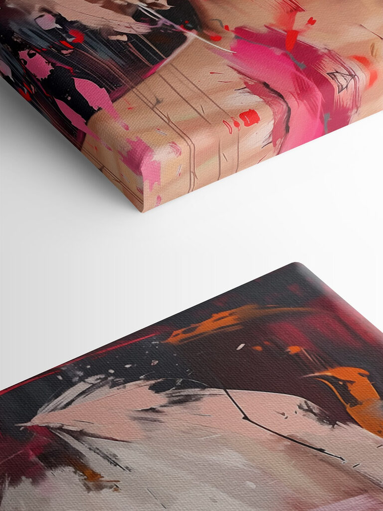 Woman with white hair and pink paint Woman with white hair and pink paint