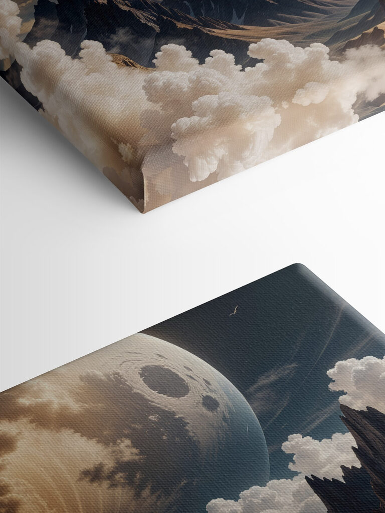 Moon over mountains and clouds