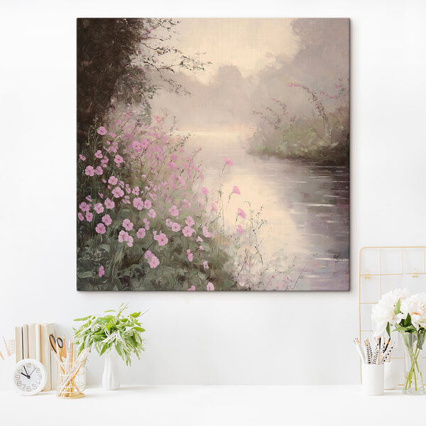 River with purple flowers
