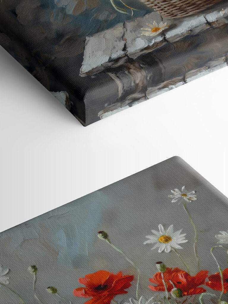 Painting of flowers in a basket