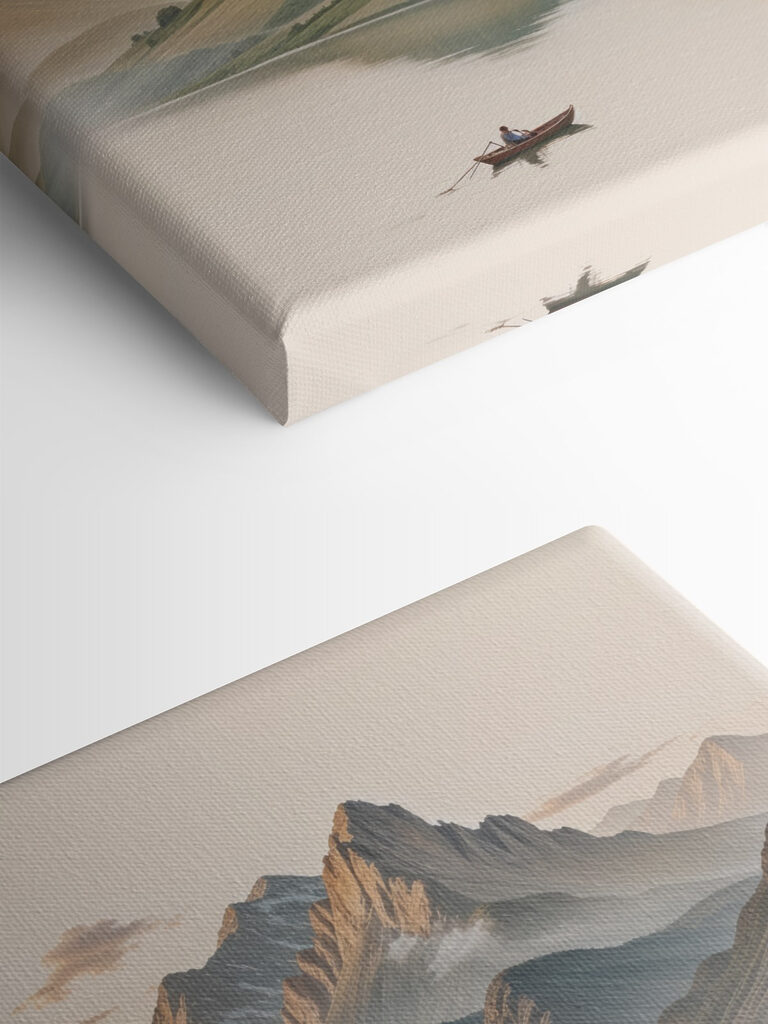 Lake with mountains and a boat