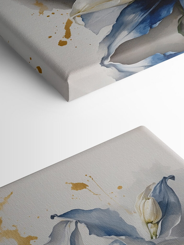 Painting of a white and blue flower