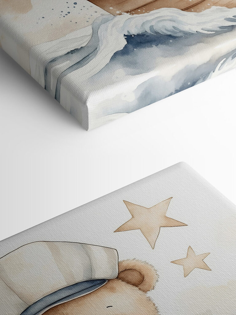 Watercolor of a teddy bear in a boat Watercolor of a teddy bear in a boat