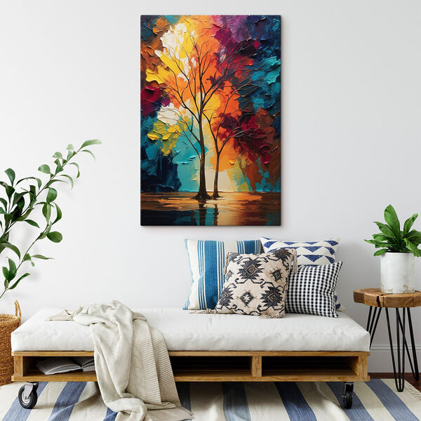 Painting of trees with colorful leaves Painting of trees with colorful leaves