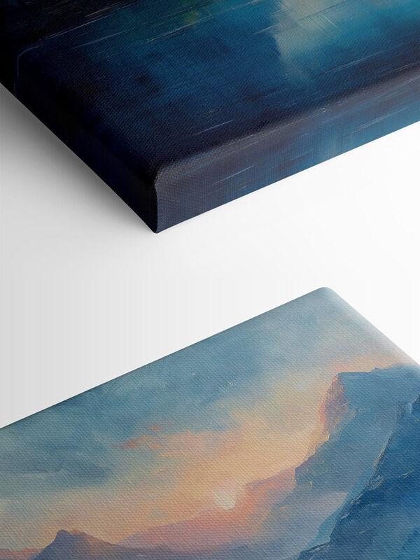 Painting of a lake with mountains and trees Painting of a lake with mountains and trees