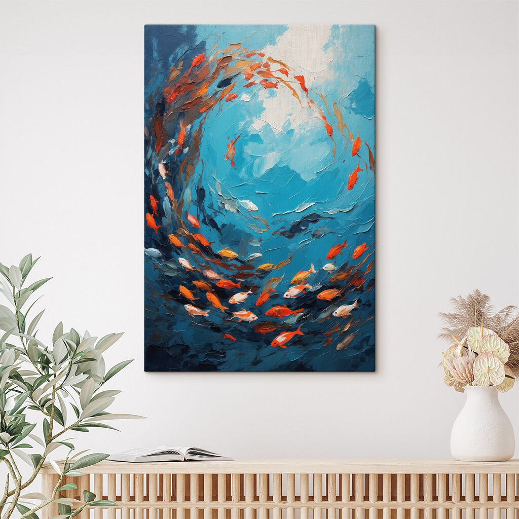 Painting of fish swimming in the water Painting of fish swimming in the water