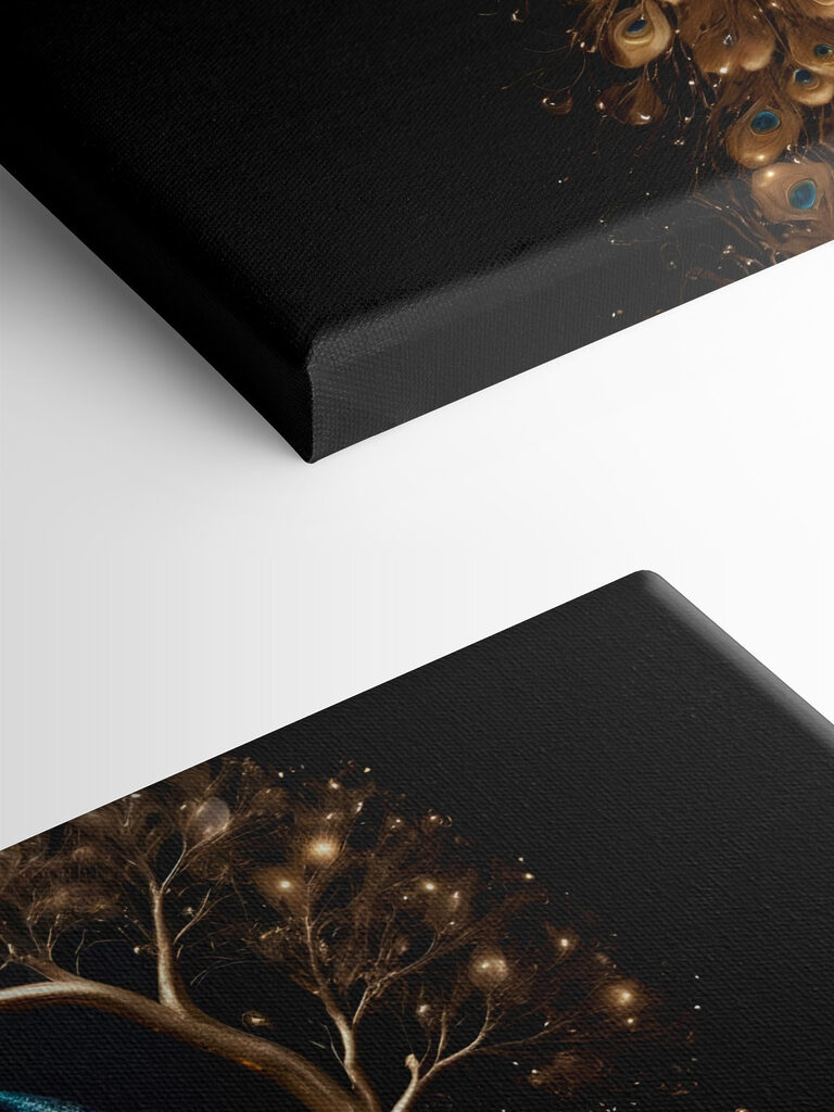 Peacock majesty amid luminous branches