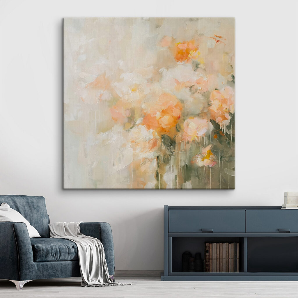 Painting of flowers on a white surface Painting of flowers on a white surface