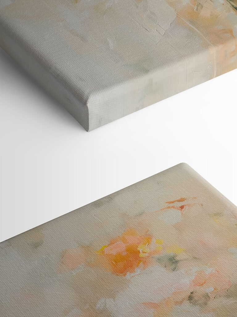 Painting of flowers on a white surface Painting of flowers on a white surface