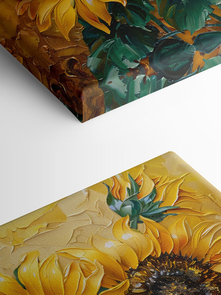 Close up of a painting of sunflowers Close up of a painting of sunflowers