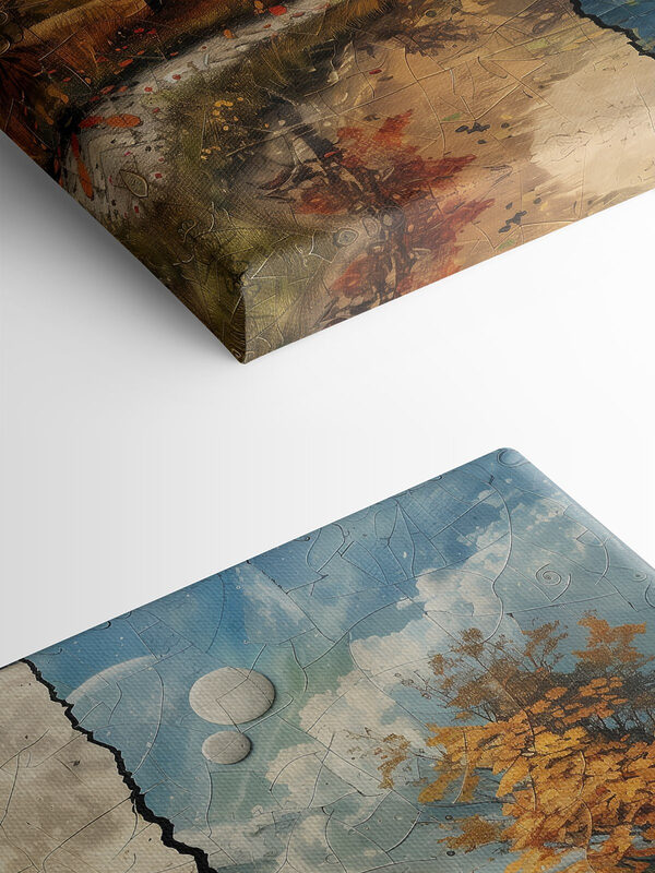 Puzzle of a landscape with trees and a river Puzzle of a landscape with trees and a river