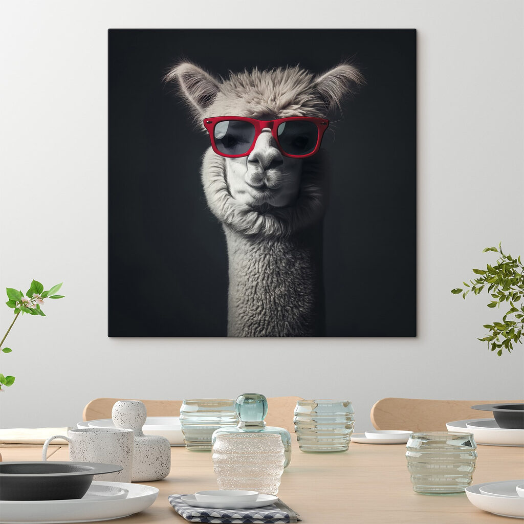 Llama wearing red sunglasses Llama wearing red sunglasses