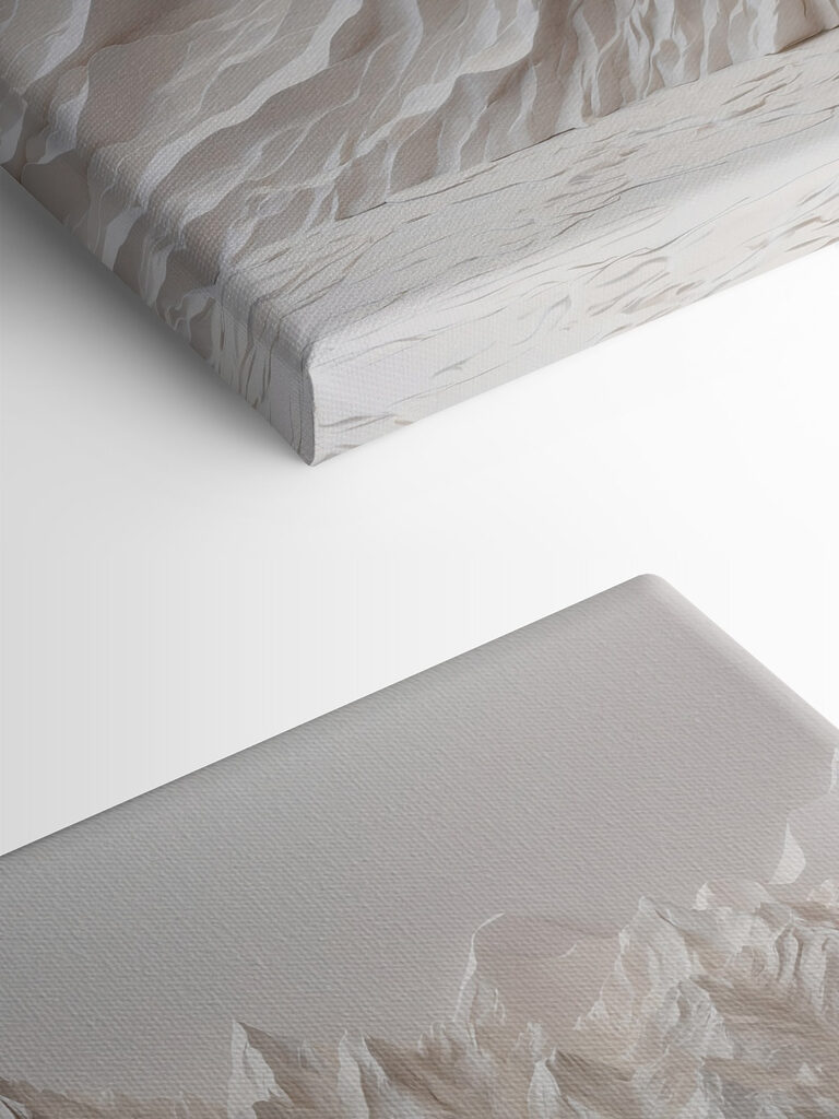 White mountain range with snow