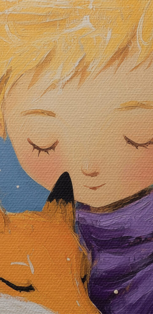 Boy hugging a fox Boy hugging a fox