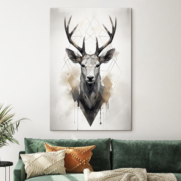 A deer with antlers and a geometric pattern A deer with antlers and a geometric pattern