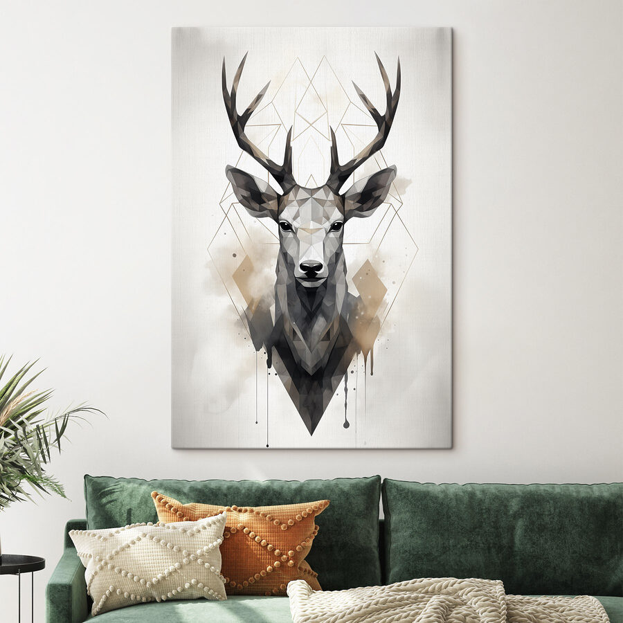 A deer with antlers and a geometric pattern A deer with antlers and a geometric pattern