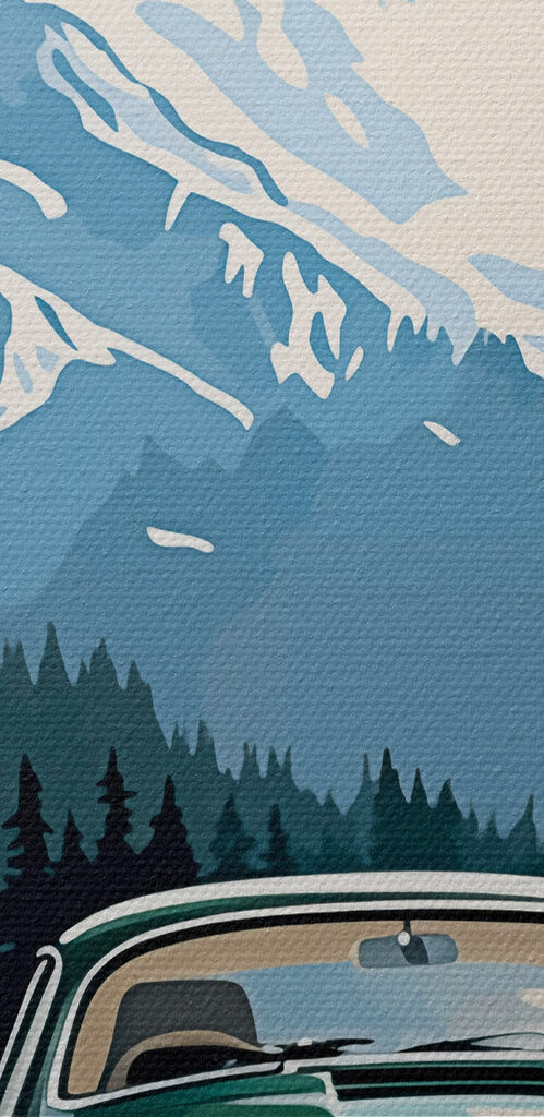 Car driving on a snowy road Car driving on a snowy road