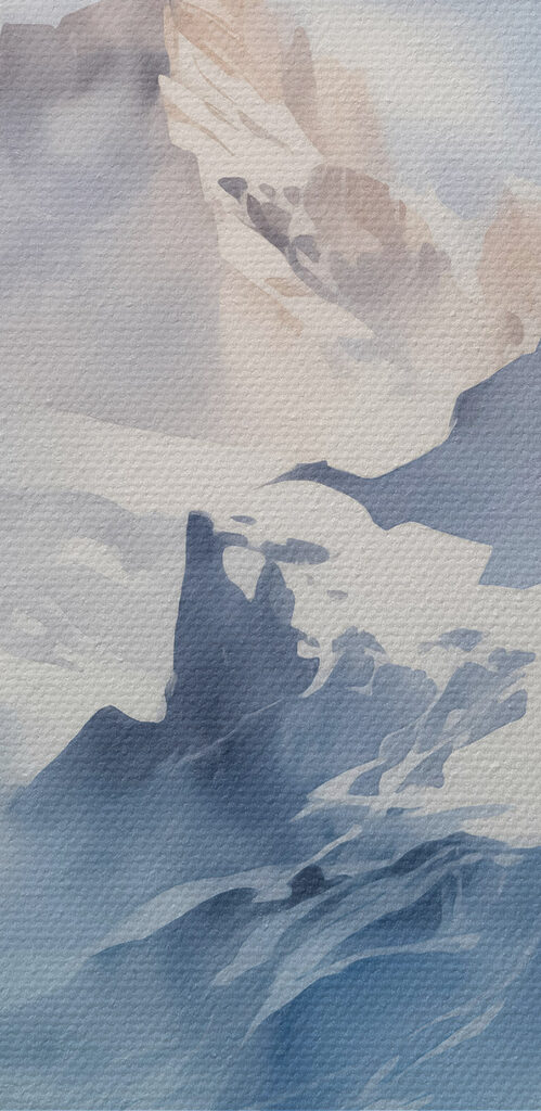 Snowy mountain range with trees Snowy mountain range with trees