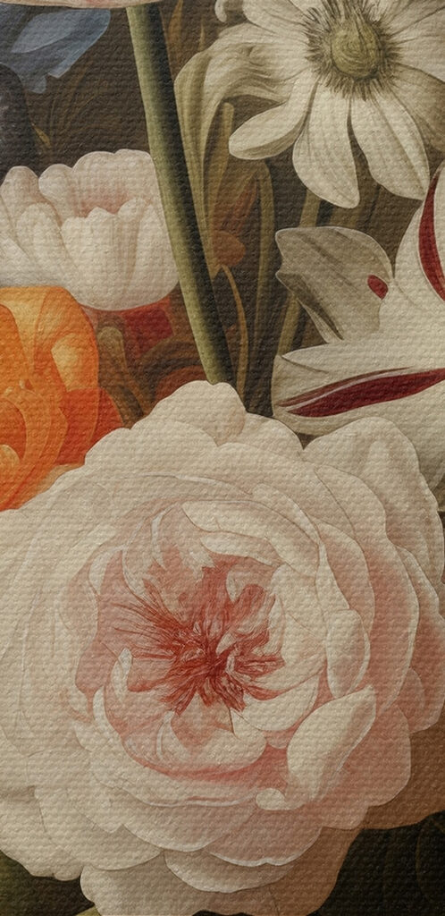 Painting of flowers on a black background