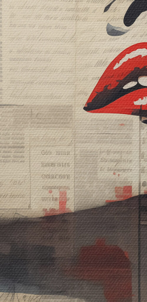 Woman's face painted on newspaper