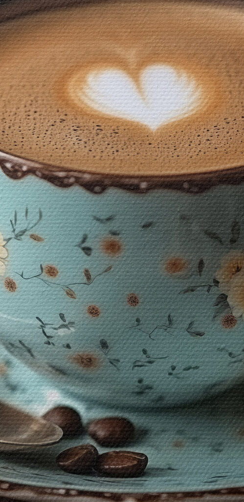 Cup of coffee with a heart shaped foam in the foam Cup of coffee with a heart shaped foam in the foam