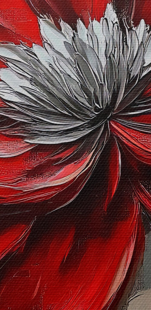 Red flower on a gray surface