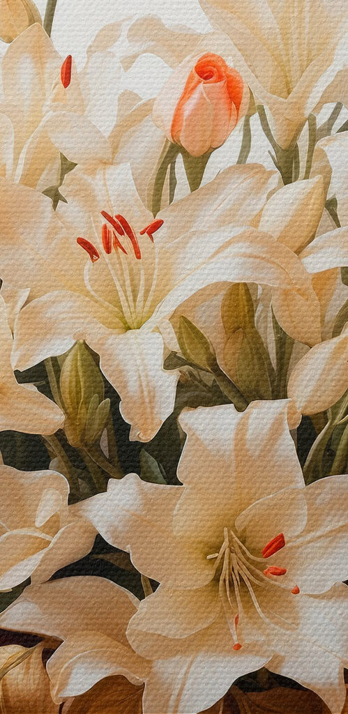 Vase of white flowers