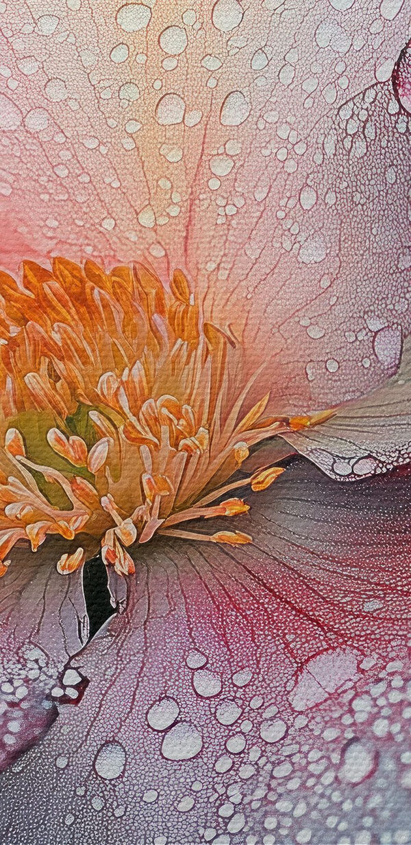 Delicate petals adorned with raindrops Delicate petals adorned with raindrops