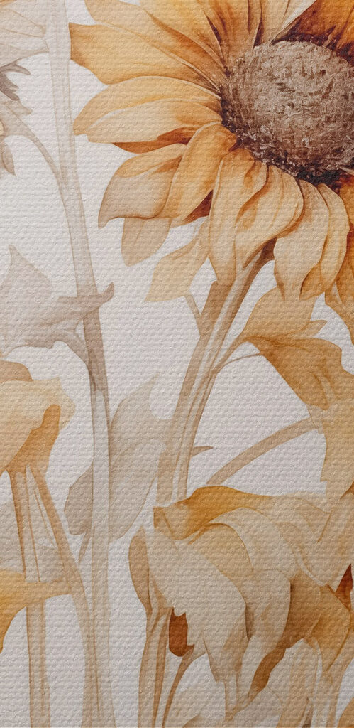 Painting of sunflowers on a white background