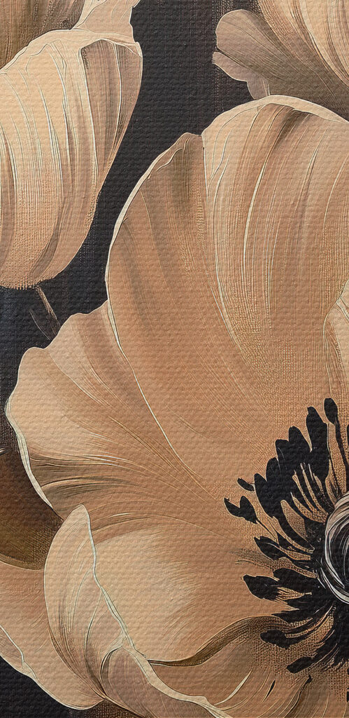 Painting of flowers on a black background
