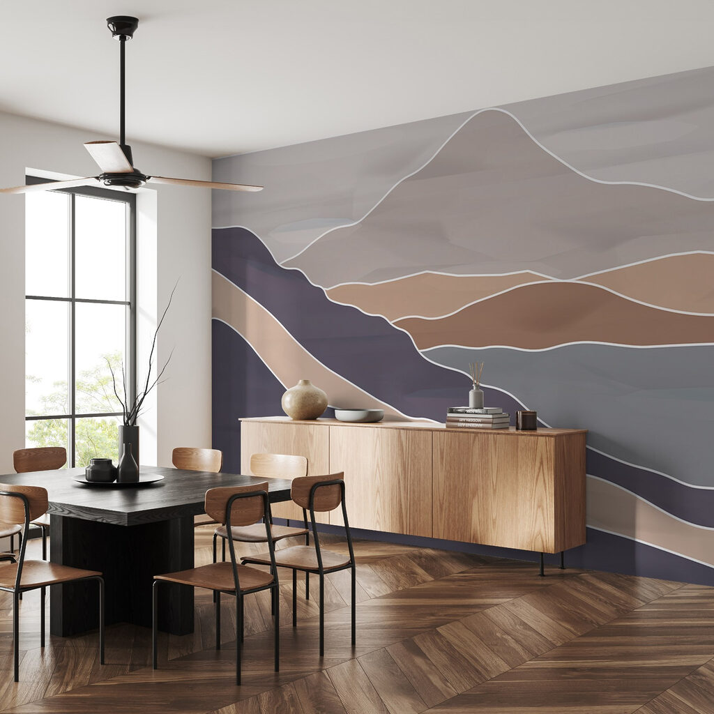 Mountain range with white lines