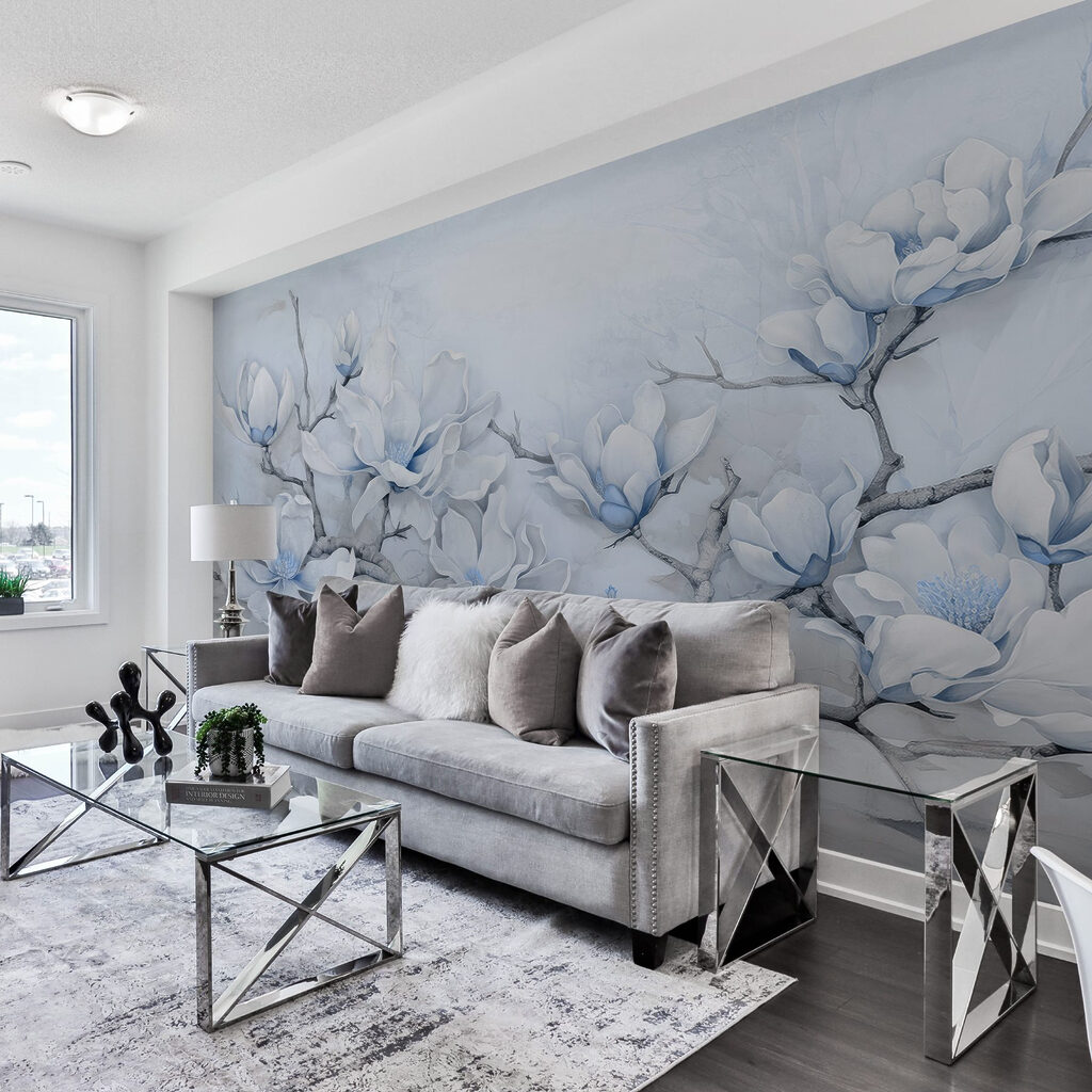 Painting of white flowers on a branch Painting of white flowers on a branch