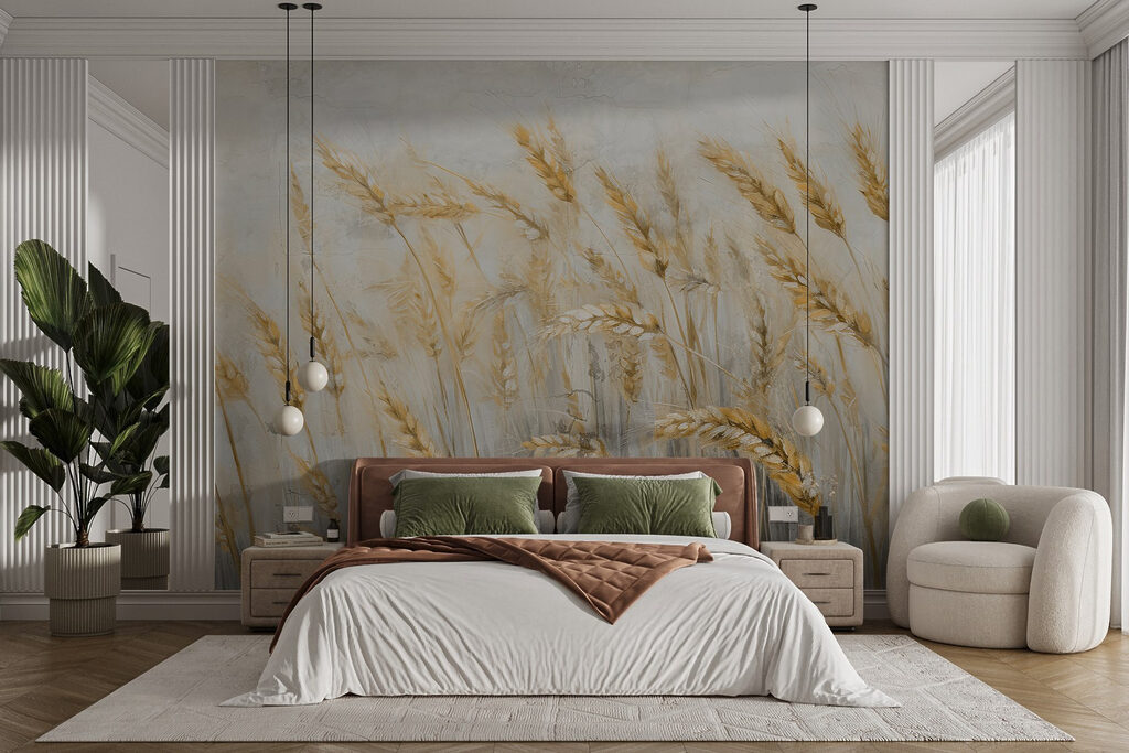 Painting of wheat in a field